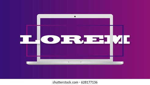 Laptop gray color blank touch screen isolated on purple background vector illustration
