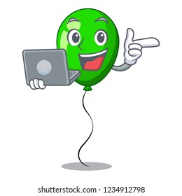 With laptop green balloon cartoon Birthday very funny