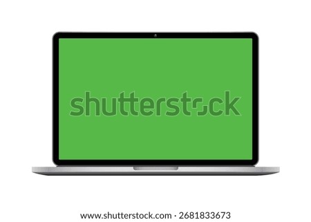 Laptop with Green Screen Isolated on White Background. Notebook Computer Vector Illustration