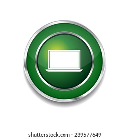 Laptop Green Vector Icon Button