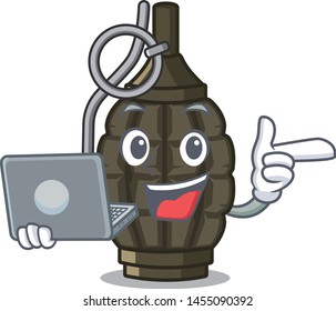 With laptop grenade isolated with on the character