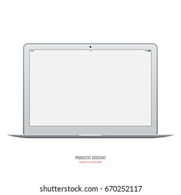 laptop grey color with blank screen saver isolated on white background. realistic and detailed notebook mockup. stock vector illustration