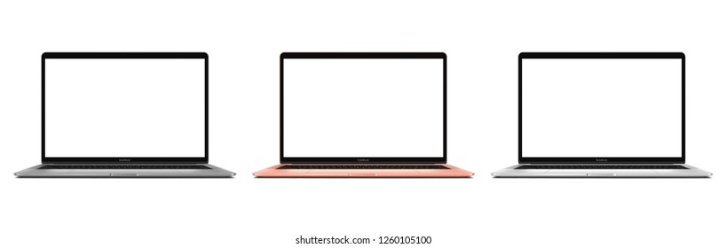 Laptop in grey, rose gold and silver color with blank screen - high detailed esp 10 vector