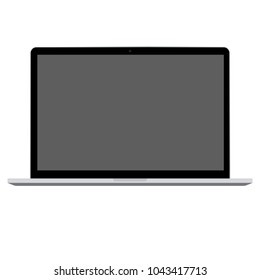 Laptop with grey screen vector eps10. Laptop metal gradient computer icon. Laptop front view computer with grey screen vector icon.