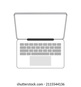The laptop is grey. Vector with transparent background.