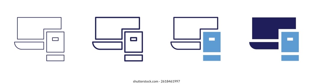 Laptop grid icon in 4 different styles. Thin Line, Line, Bold Line, Duotone. Duotone style. Editable stroke.