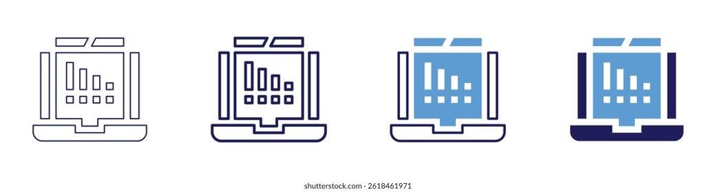 Laptop guarantee icon in 4 different styles. Thin Line, Line, Bold Line, Duotone. Duotone style. Editable stroke.