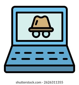 Laptop hacker attack icon. Outline laptop hacker attack vector icon color flat isolated