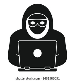 Laptop hacker icon. Simple illustration of laptop hacker vector icon for web design isolated on white background