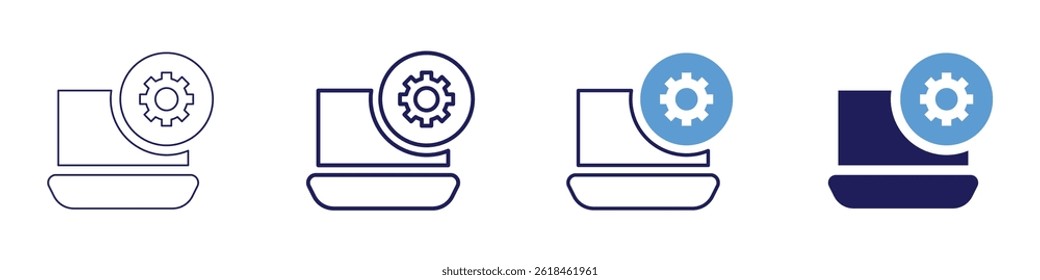 Laptop hacks icon in 4 different styles. Thin Line, Line, Bold Line, Duotone. Duotone style. Editable stroke.