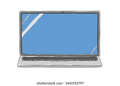 laptop hand drawn painting vector art cute illustration