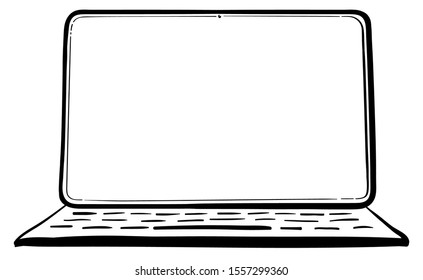 Laptop Hand Drawn Vector Illustration Isolated On White Background