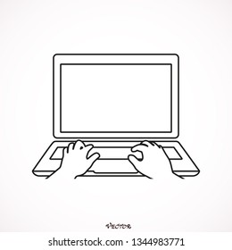 laptop and hands on the keyboard