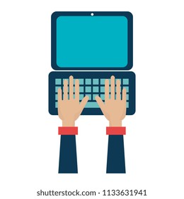 laptop and hands typing