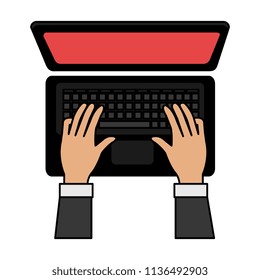 laptop and hands typing