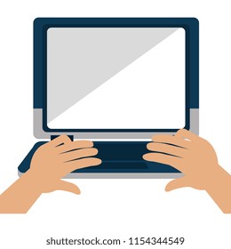 laptop and hands typing