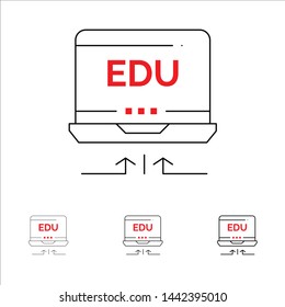 Laptop, Hardware, Arrow, Education Bold and thin black line icon set