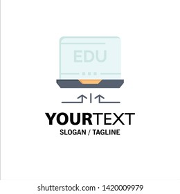 Laptop, Hardware, Arrow, Education Business Logo Template. Flat Color