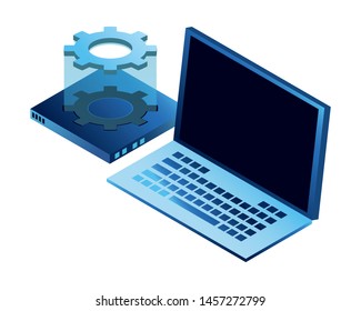 laptop hardware and computing technology isolated symbol and hard disk drive isolated vector illustration graphic design