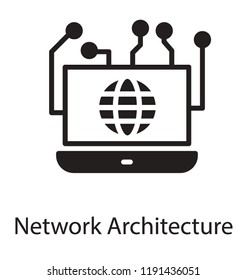 A laptop having connected with users depicting network architecture