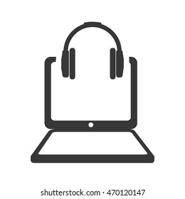 laptop headphone gadget technology media icon. Isolated and flat illustration. Vector graphic