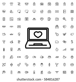 laptop with heart icon illustration isolated vector sign symbol. Love icons set.