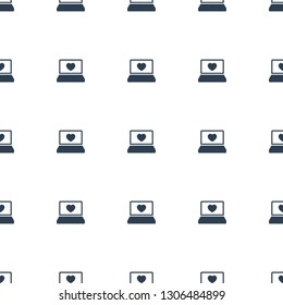 laptop with heart icon pattern seamless white background. Editable filled laptop with heart icon. laptop with heart icon pattern for web and mobile.