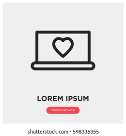Laptop with heart vector icon