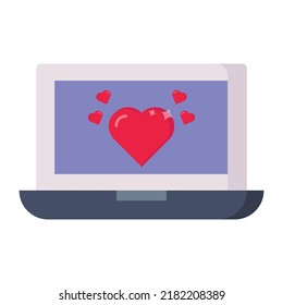 Laptop Heart Vector icon which is suitable for commercial work and easily modify or edit it

