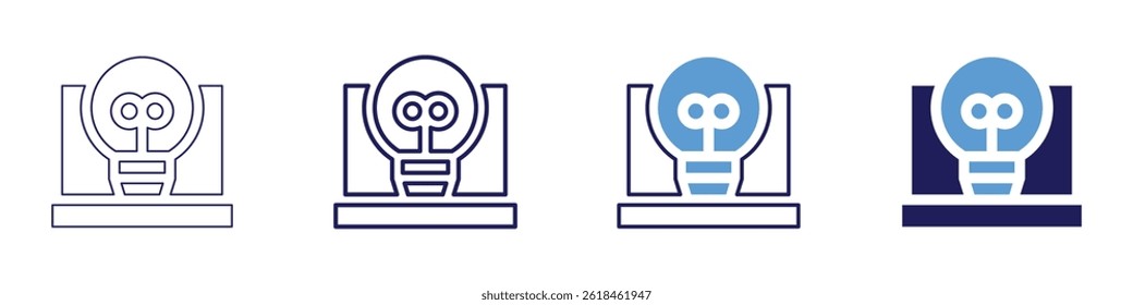 Laptop hinge icon in 4 different styles. Thin Line, Line, Bold Line, Duotone. Duotone style. Editable stroke.