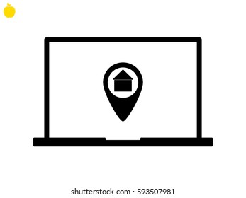 laptop, home, index, icon, vector illustration eps10