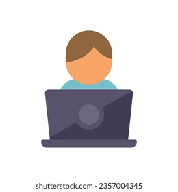 Laptop home working icon flat vector. Job search. Online job isolated