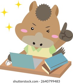 Laptop Horse Character - Year of the Horse 2026 Business and Learning Clipart