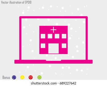 laptop, hospital, icon, vector illustration eps10