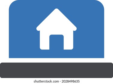 laptop house vector glyph colour icon