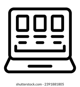 Vector de contorno de icono de hr de portátil. Empleo de vacante. Empresa de presidente