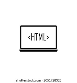 portátil, icono HTML en el conjunto de TI