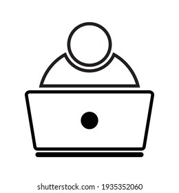 
laptop and human vector icon
