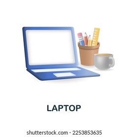 Laptop icon. 3d illustration from work place collection. Creative Laptop 3d icon for web design, templates, infographics and more