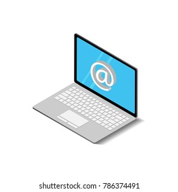 Laptop icon 3D on white background,isometric
