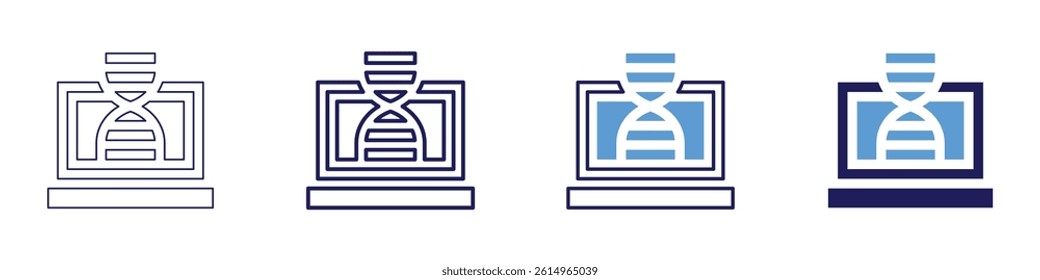 Laptop communities​ icon in 4 different styles. Thin Line, Line, Bold Line, Duotone. Duotone style. Editable stroke.