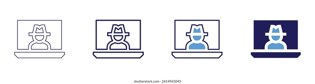 Laptop collectors​ icon in 4 different styles. Thin Line, Line, Bold Line, Duotone. Duotone style. Editable stroke.