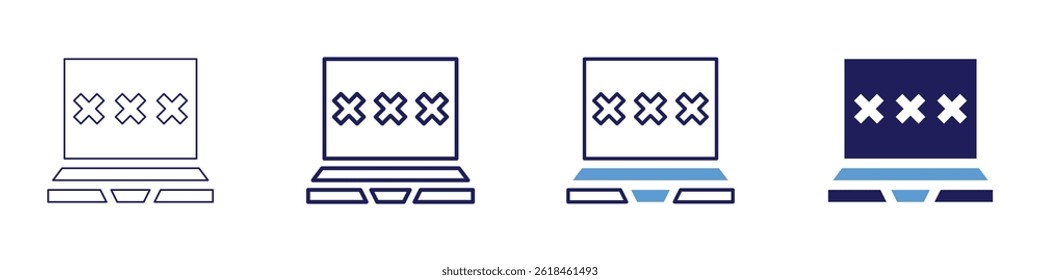 Laptop financing​ icon in 4 different styles. Thin Line, Line, Bold Line, Duotone. Duotone style. Editable stroke.