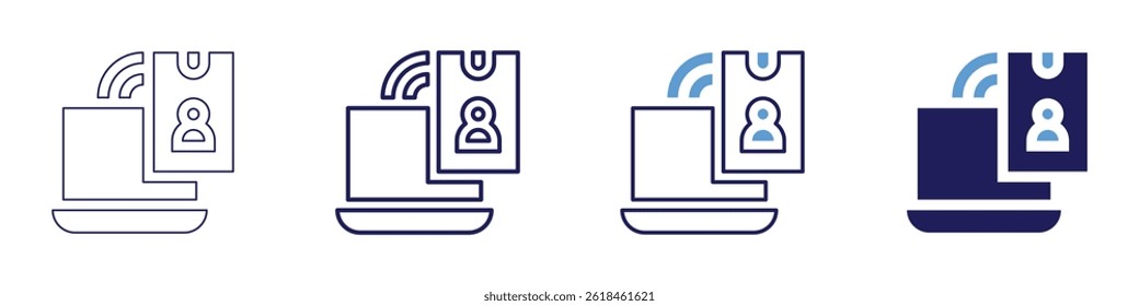 Laptop editions​ icon in 4 different styles. Thin Line, Line, Bold Line, Duotone. Duotone style. Editable stroke.