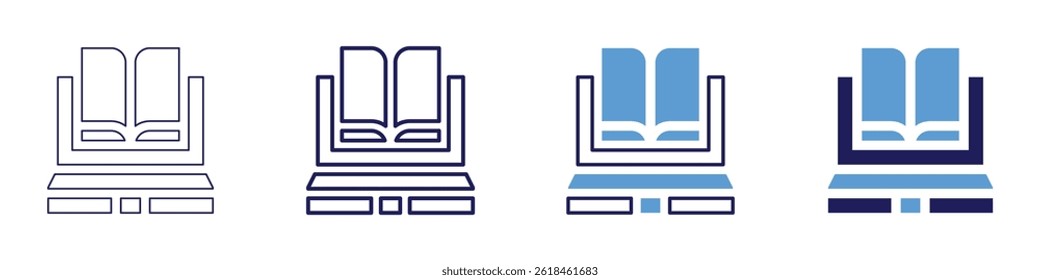 Laptop discounts​ icon in 4 different styles. Thin Line, Line, Bold Line, Duotone. Duotone style. Editable stroke.