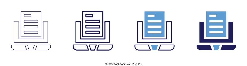 Laptop forecasts​ icon in 4 different styles. Thin Line, Line, Bold Line, Duotone. Duotone style. Editable stroke.