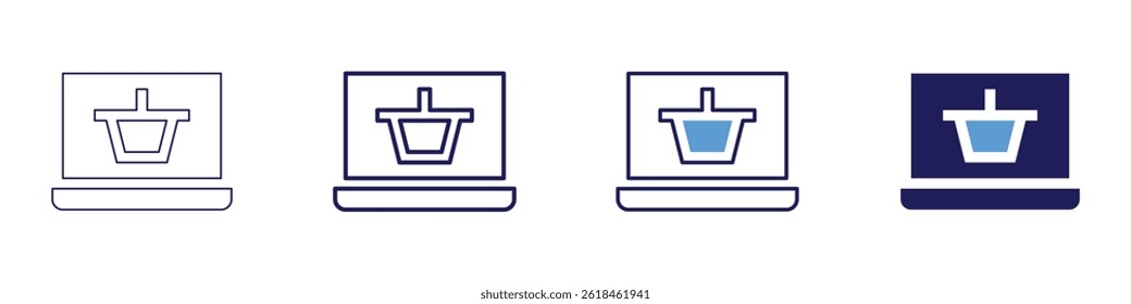 Laptop historians​ icon in 4 different styles. Thin Line, Line, Bold Line, Duotone. Duotone style. Editable stroke.