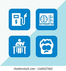 laptop icon. 4 laptop set with business and finance, desk, seo and web and tired vector icons for web and mobile app