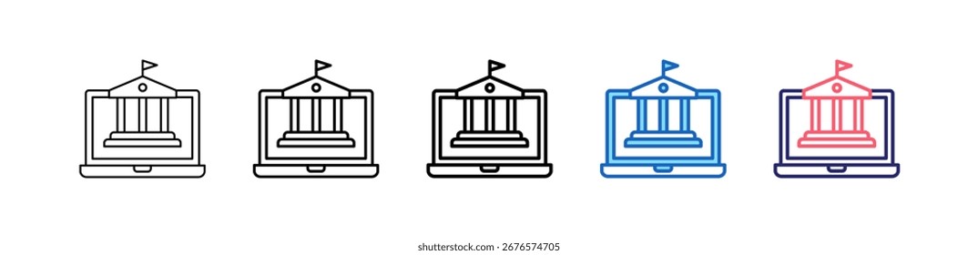 Icono Del Ordenador Portátil En 5 Estilos Diferentes Colección.