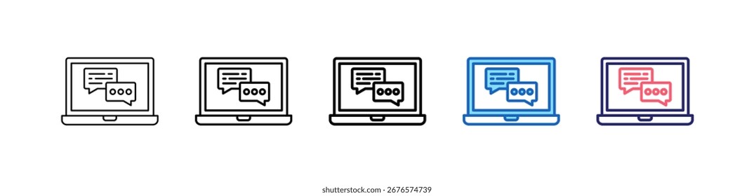 Ícone Laptop Em 5 Estilos Diferentes Conjunto Coleção.